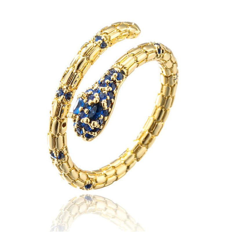 Gold Snake Ring with Blue Eyes - Viking Heritage Store